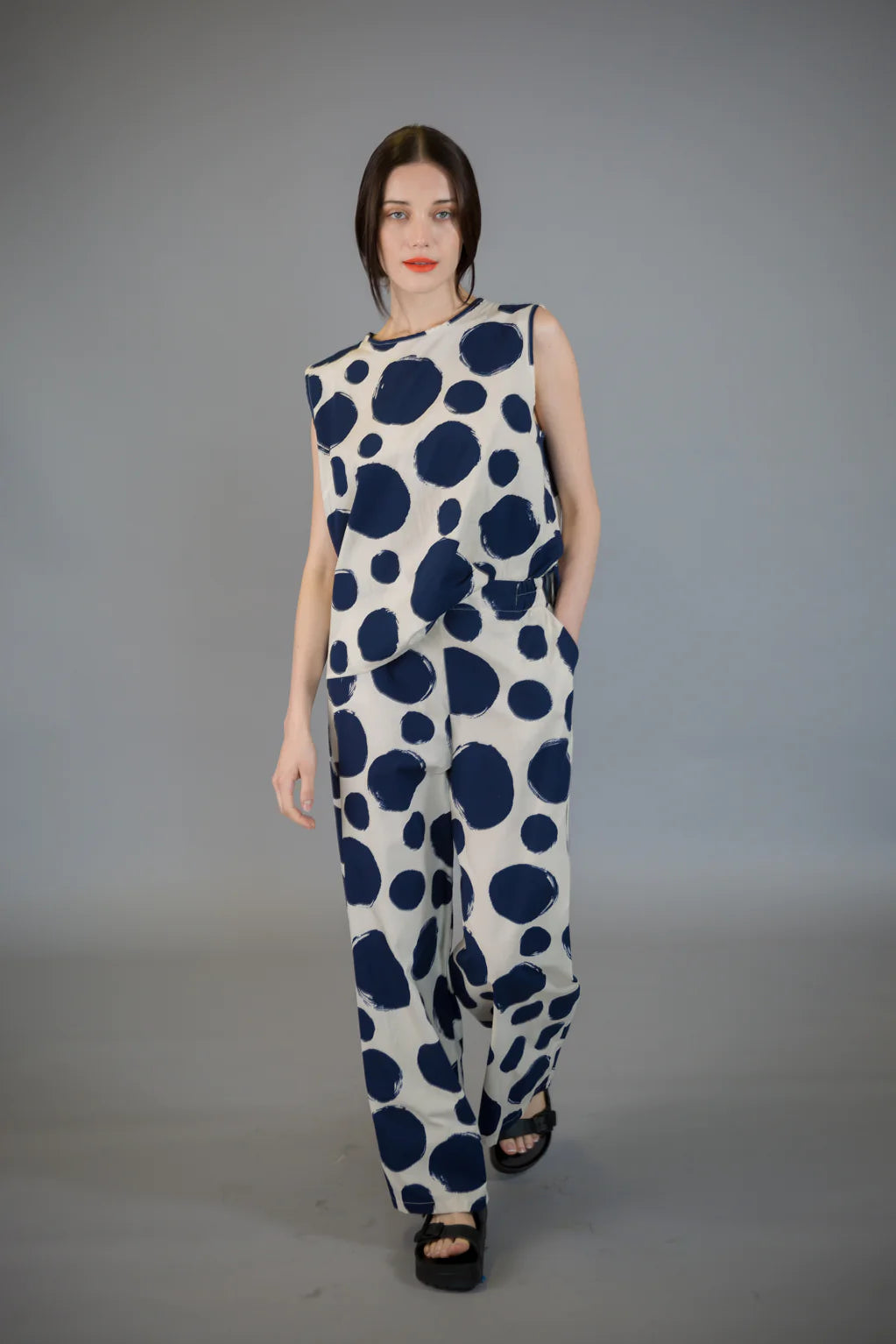 Flash Deal Paolo Tricot Sale, SU6069 Polka Dot Crop Pant 50% Off Regular Price