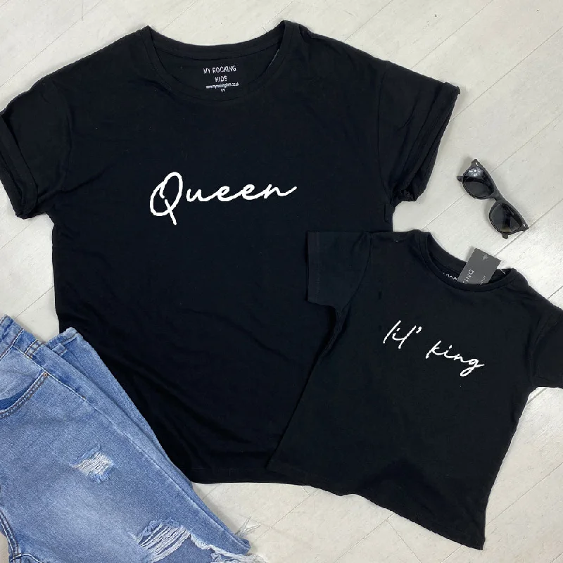 Early Access Queen & Lil' King Mum & Kid Matching Black T-Shirts