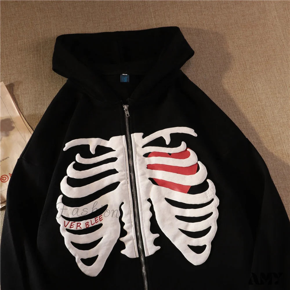 Exclusive Deal Amy Fashion - Gothic Skeleton Print Hoodies