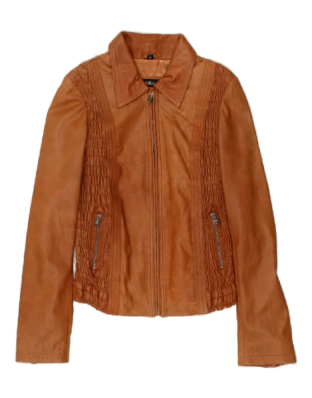 Huge Savings VINTAGE Womens Leather Jacket UK 20 2XL Brown Leather