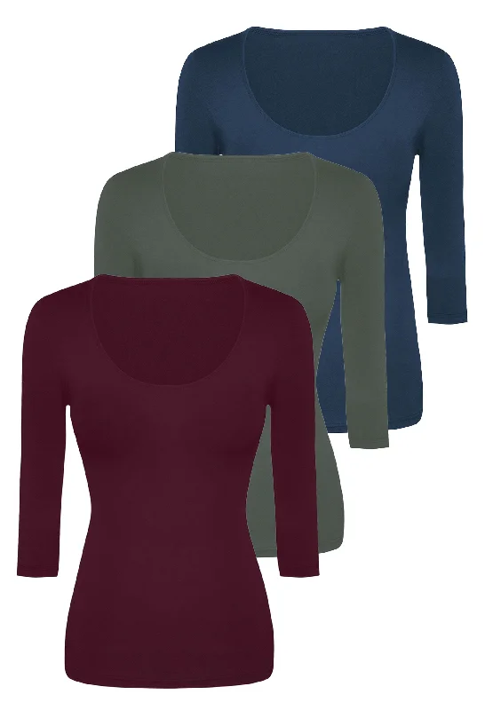 Seasonal Sale Bamboo 3/4 Sleeve Top - 3 Pack