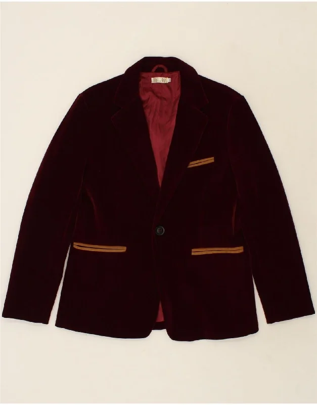 Massive Deals VINTAGE Womens 1 Button Velvet Blazer Jacket UK 20 2XL Burgundy