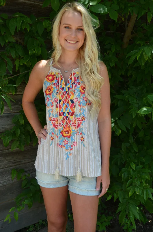 Great Deals Embroidery Tank Top