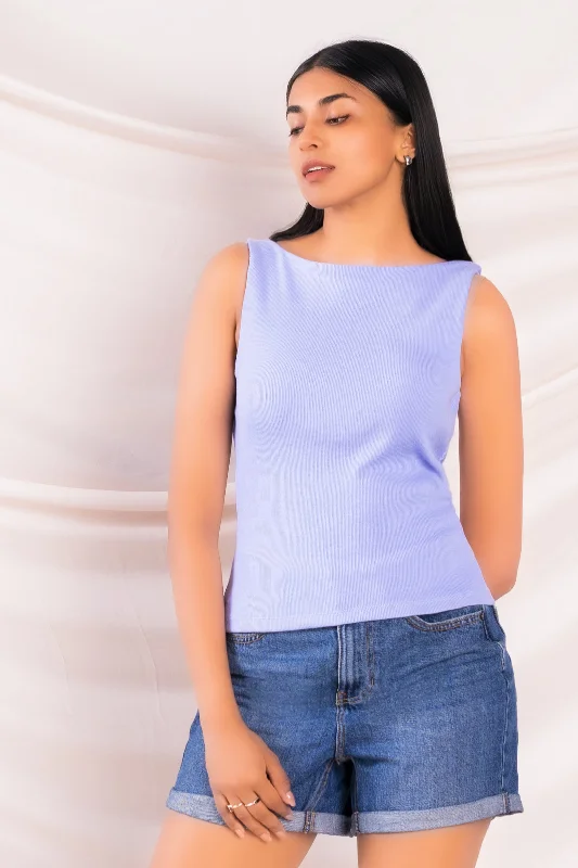 Discount Mania Boat Neck Ribbed Top