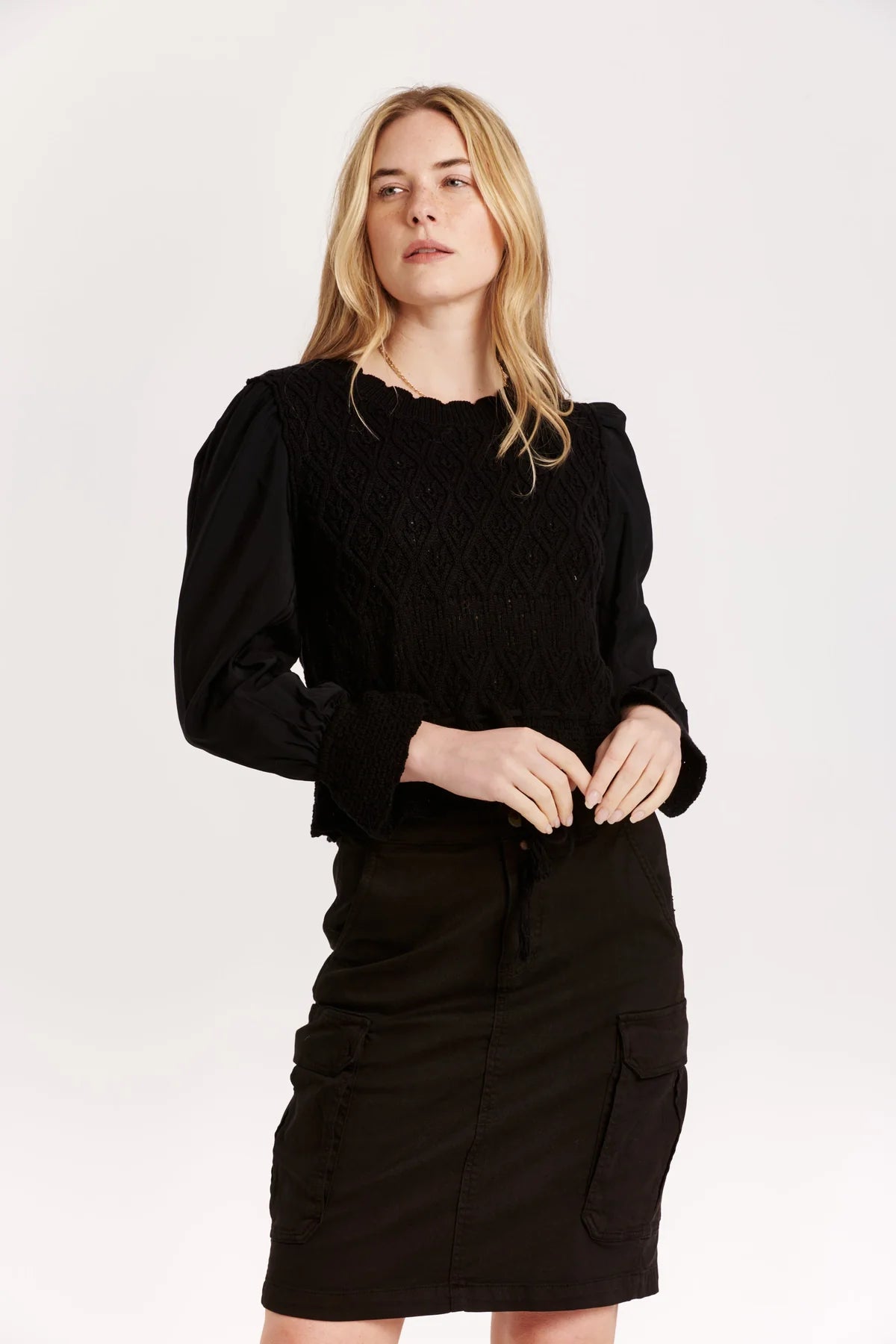 Super Savings Marylin Pointelle Mesh Sweater