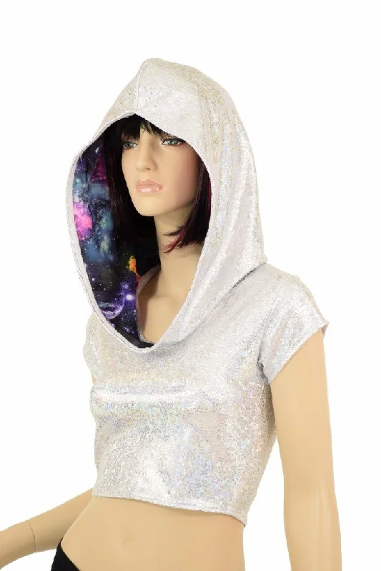 While Supplies Last Galaxy Lined Silvery Crop Hoodie