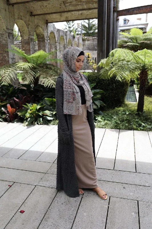 Weekend Offers That Dazzle Cable Knit Long Cardigan - Charcoal