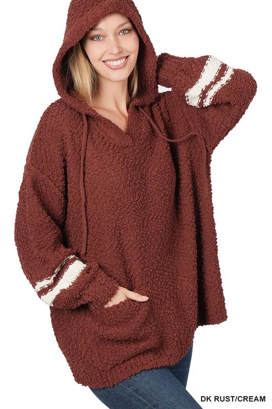 Members Only HOODED FRONT POCKET POPCORN SWEATER
