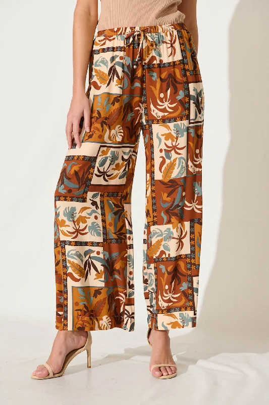Final Clearance Romeo Pant In Chocolate Multi Patchwork Print