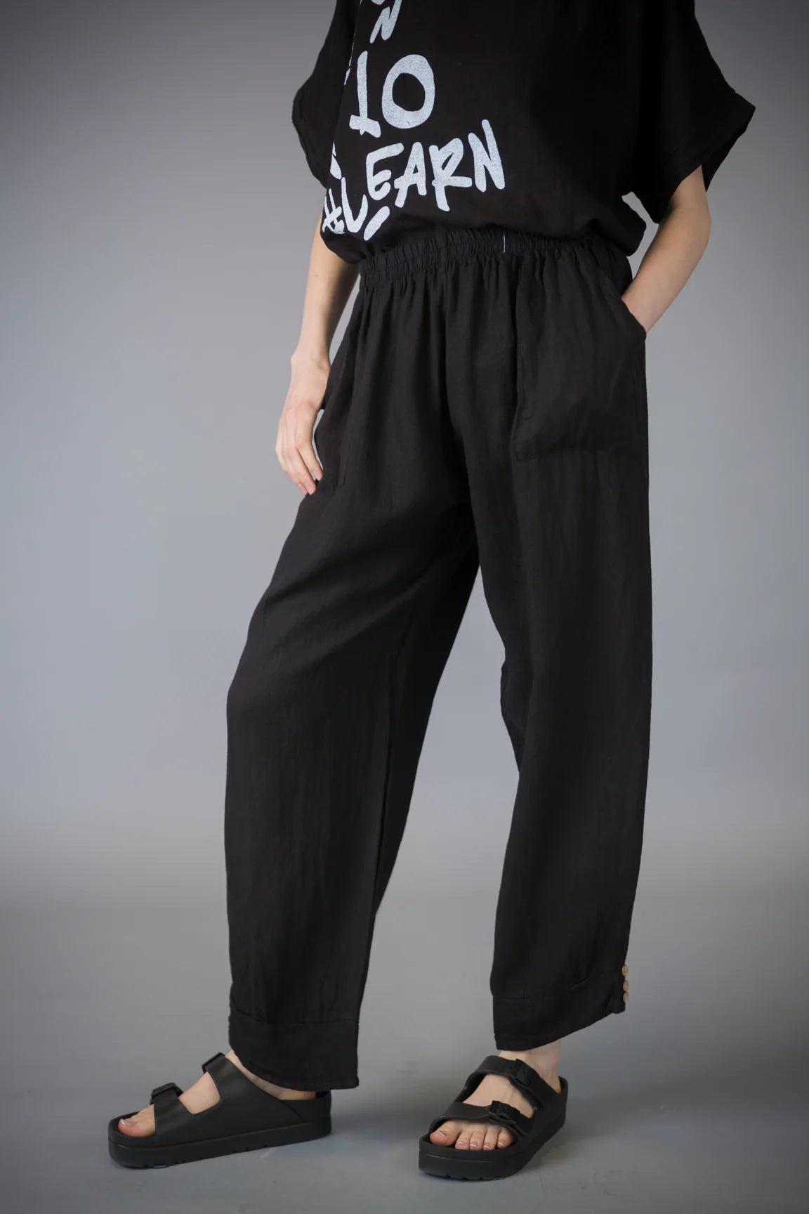 Weekend Offers That Please Paolo Tricot Sale, 60028 Linen Pant With Side Buttons 50% Off Regular Price