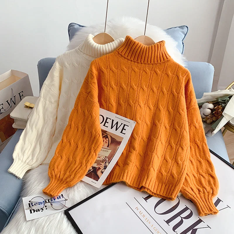 Weekend Discounts Worth Grabbing High neck twist sweater versatile bottomed sweater top  4955