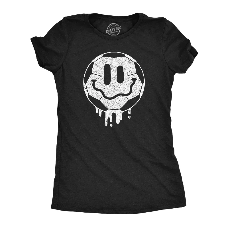 Steals and Deals Dripping Soccer Ball Smile Women's T Shirt
