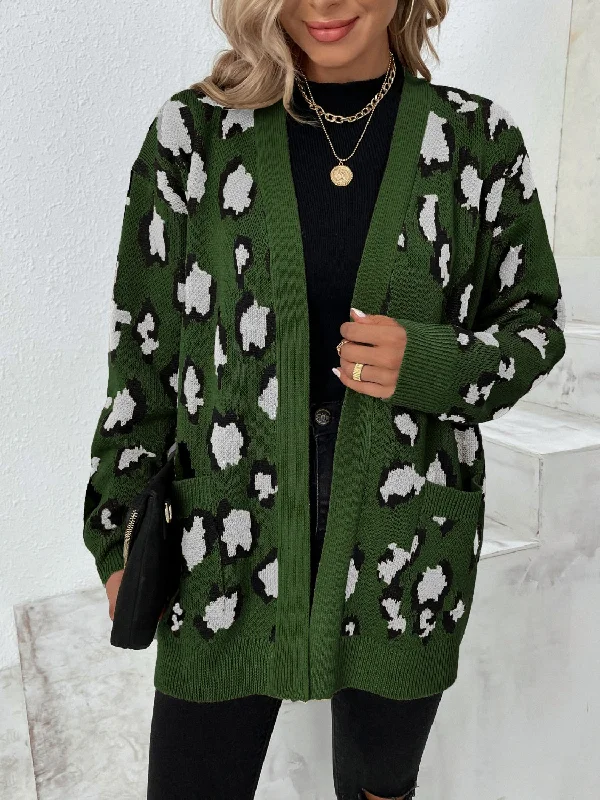 Weekend Extravaganza: Shop Now Leopard Open Front Dropped Shoulder Cardigan