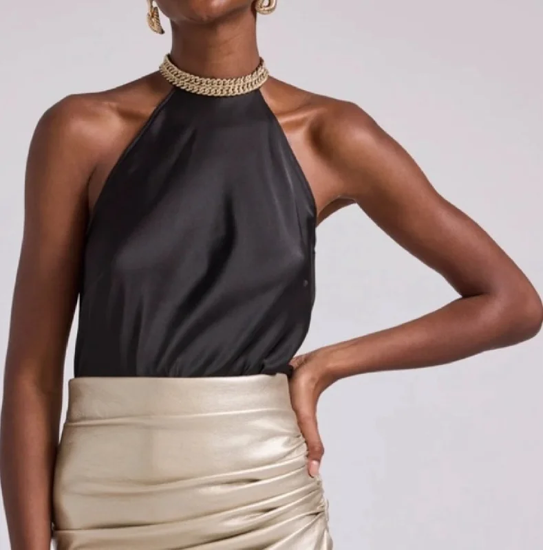 Overstock Delora Crystal Chain Tank in Black
