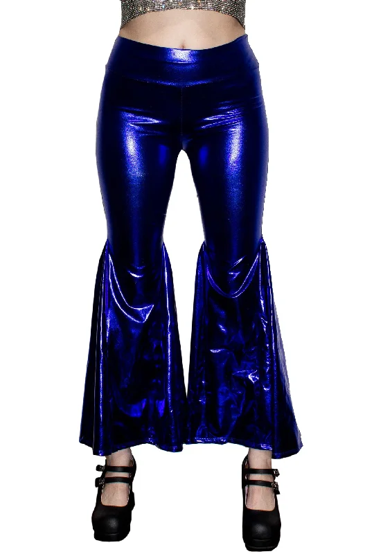 Daily Specials Metallic Royal Blue Flared Disco Pants