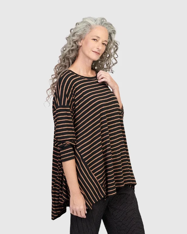 YEAR-End Clearance Kaya Oversized Trapeze Top, Stripes