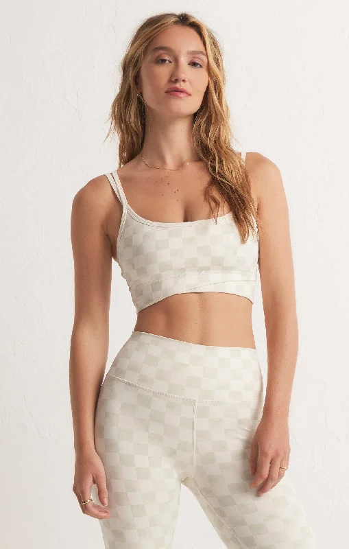 The Best Prices Z Supply Check Cross Over Tank Bra - Olive Crush