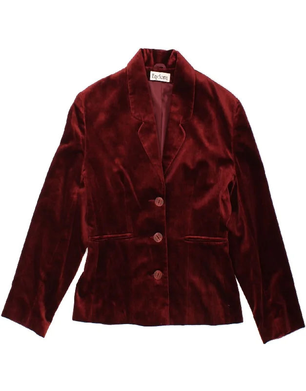 Deep Discounts ENDORA Womens 3 Button Blazer Jacket UK 10 Small  Maroon Cotton
