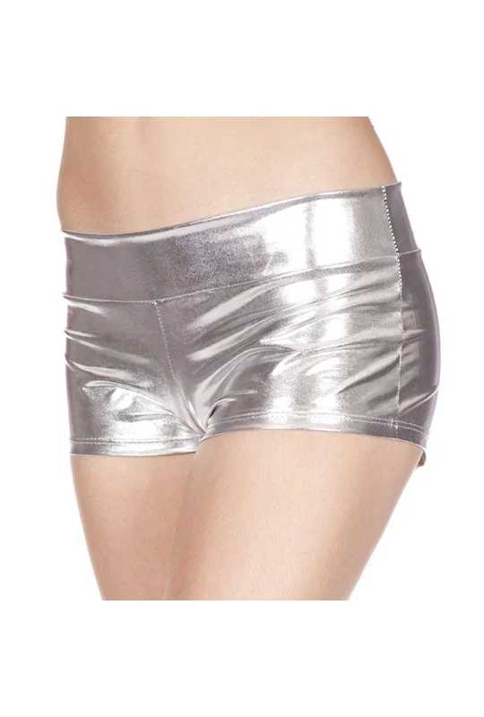 Exclusive Offers Metallic Silver Booty Shorts