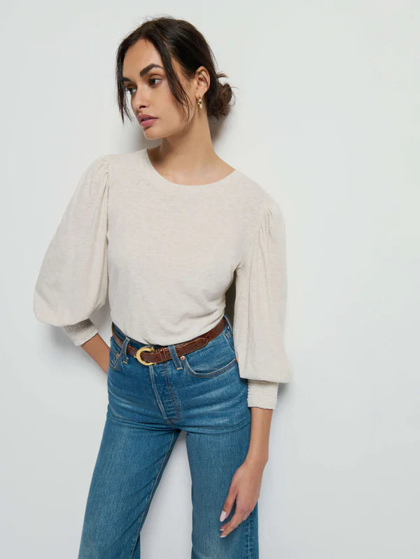 Price Blitz Loren Peasant Tee ~ Heather Oatmeal