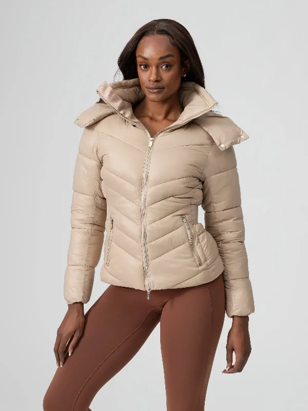 Weekend Special Waist Taper Puffer Jacket - Beige