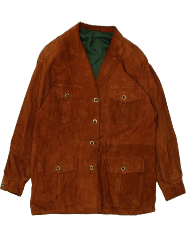 Today’s Deal VINTAGE Womens Suede Overcoat UK 20 2XL Brown