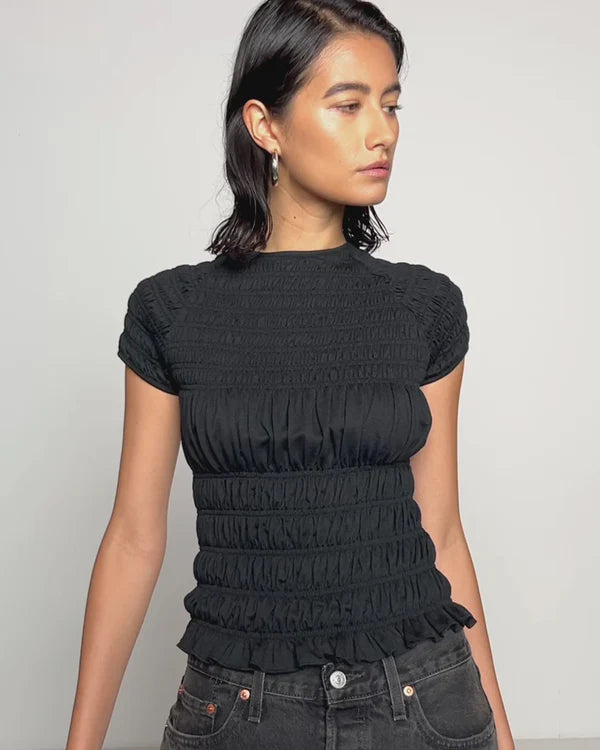 The Best Deal Sissi Smocked Top ~ Jet Black