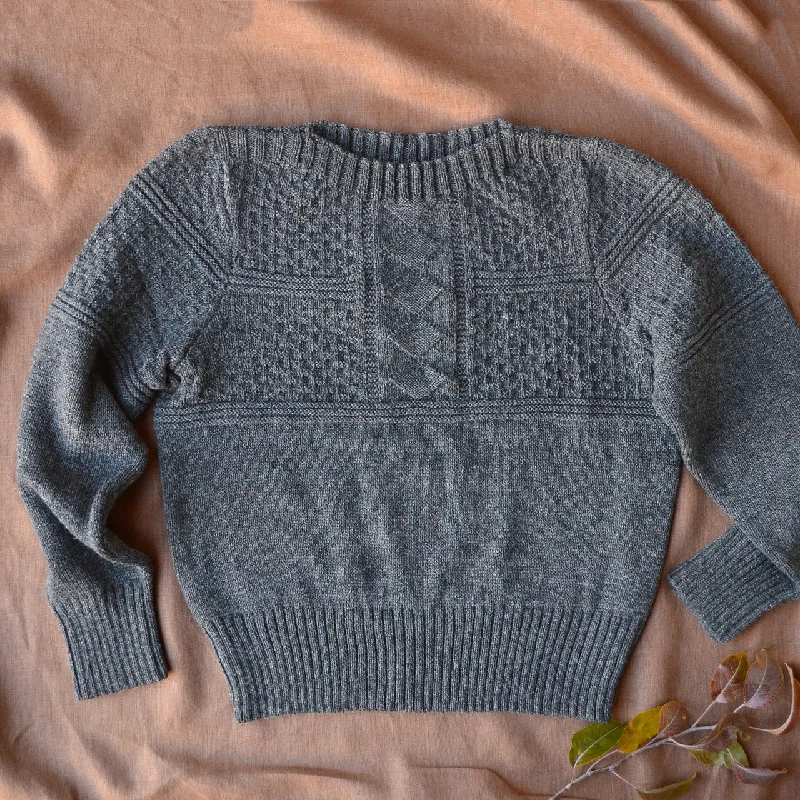 Weekend Deals You Can't Resist Unisex Fisherman's Gansey in Alpaca Wool Blend - Mid Grey (AW23)