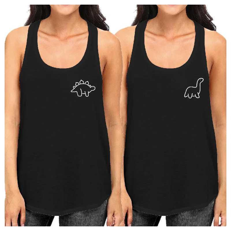 Value Deals Dinosaurs BFF Matching Black Tank Tops