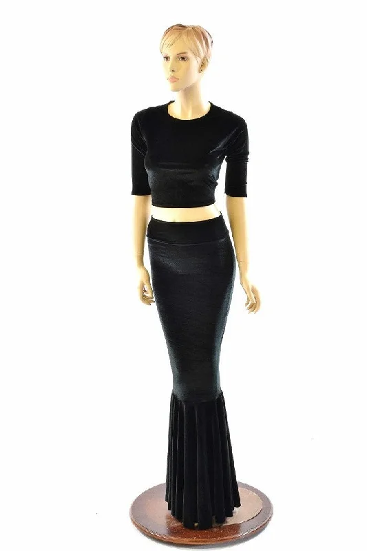 Weekend Specials to Love Black Velvet Mermaid Skirt & Top