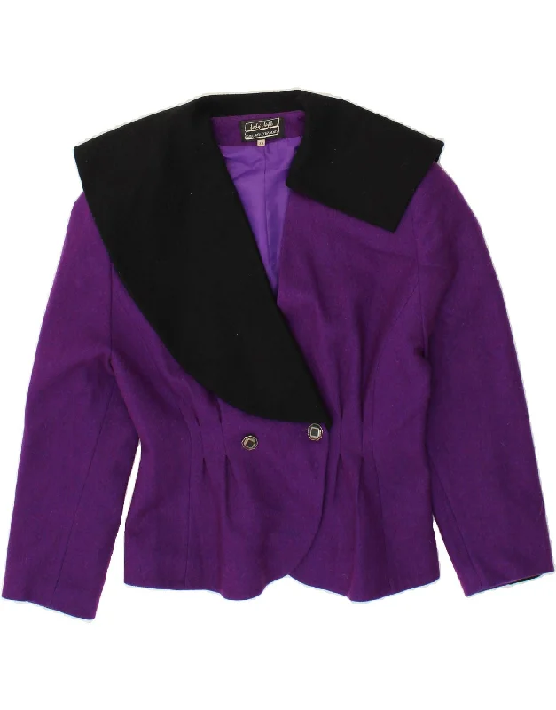 Time-Sensitive VINTAGE Womens Blazer Jacket EU 38 Medium Purple Colourblock
