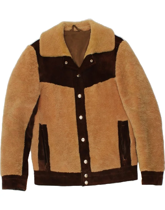 Deal Mania VINTAGE Womens Fleece Jacket IT 46 Large Brown Colourblock