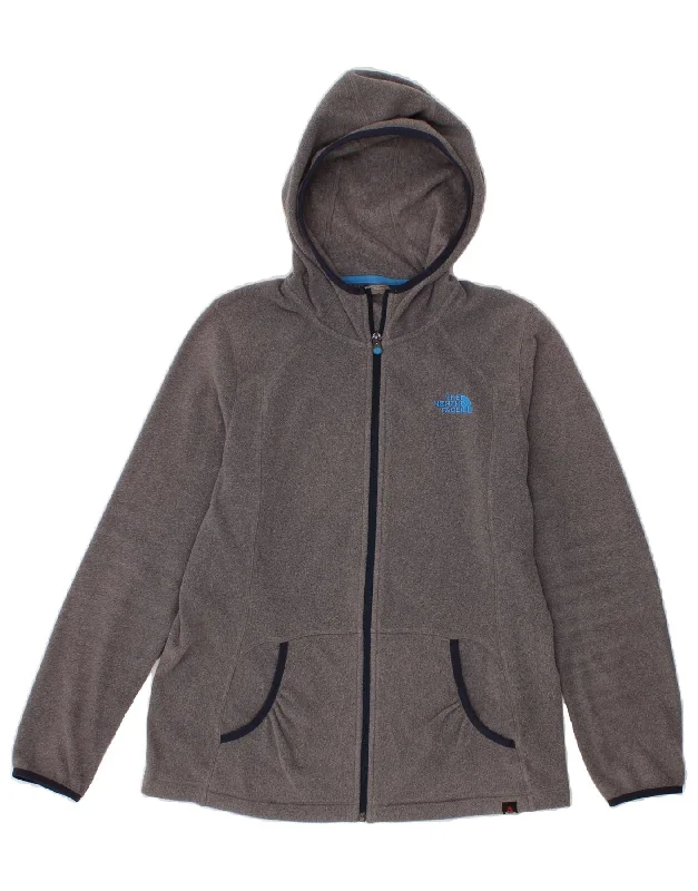 Extra Savings THE NORTH FACE Womens Hooded Fleece Jacket UK 16 Large Grey Polyester