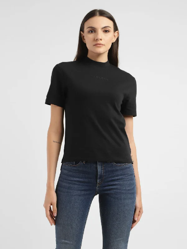 Sale Alert Women's Solid Mock Neck T-shirt