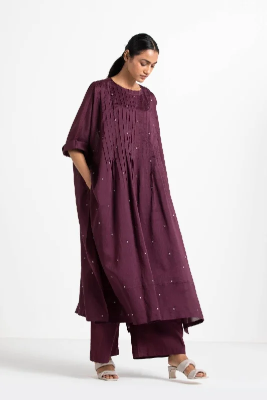 Midnight Sale Pintuck Kaftan Wine