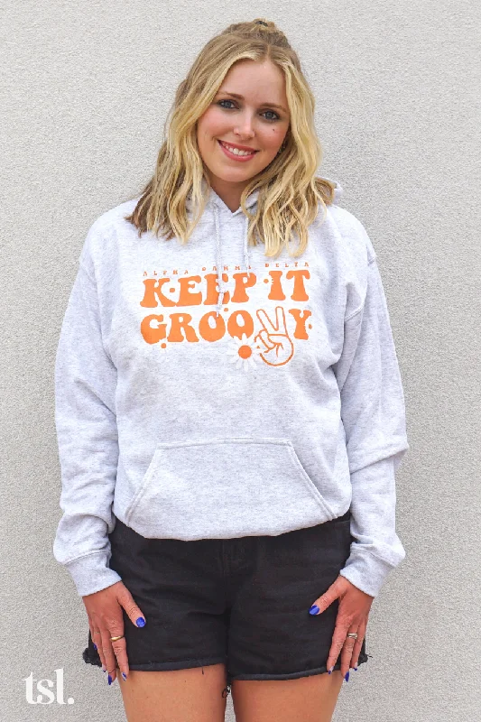 Weekend Deals That Dazzle Alpha Gamma Delta Keep It Groovy Hoodie