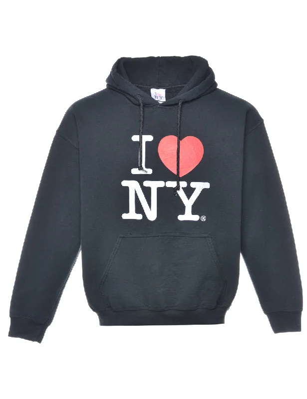 Huge Savings Black Printed Hoodie - M