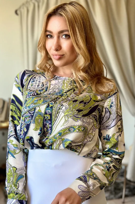 Weekend Savings Spectacular VLT's By Valentina's Long Sleeve Round Collar Blouse