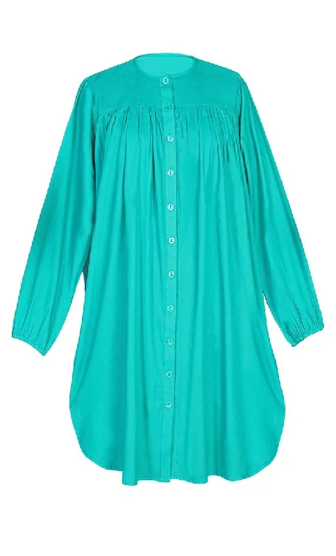 Inventory Reduction Basic Comfortable Rayon Button Down Tunic With Pockets
