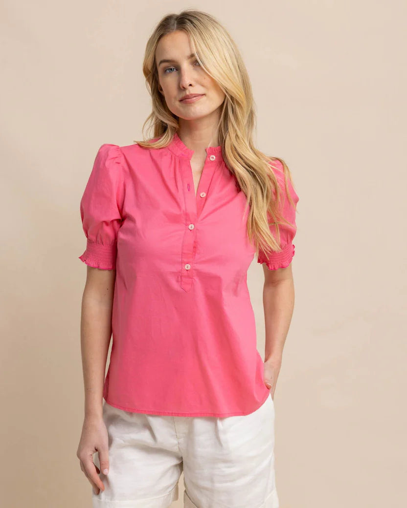 Special Savings Meadow Lawn Camelia Rose Pink Blouse by Southern Tide