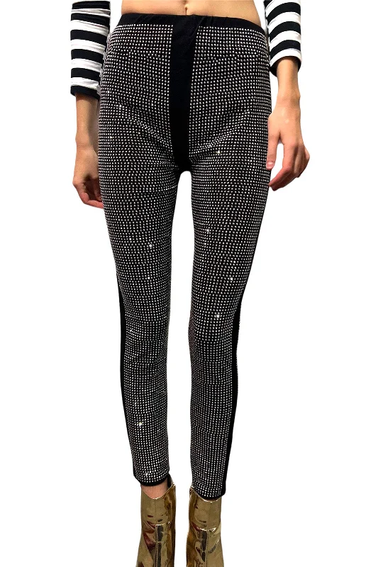 Final Offer Rhinestone Silver and Black Leggings