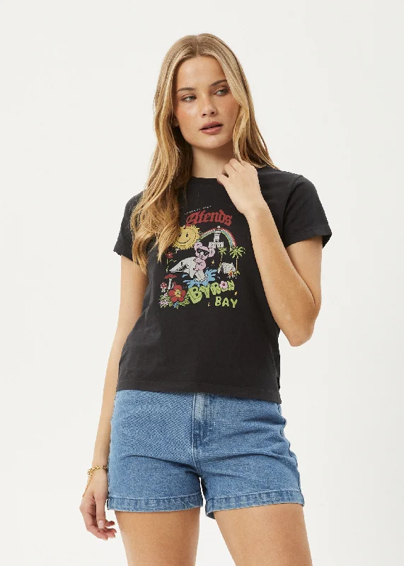 Limited Availability AFENDS Womens Greetings - Regular Tee - Stone Black
