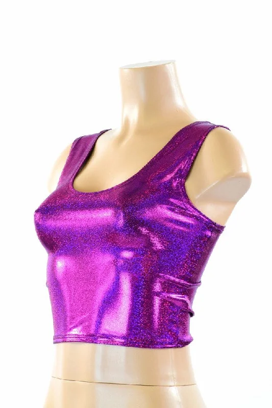 Weekend Deals That Dazzle Fuchsia Holographic Crop Tank