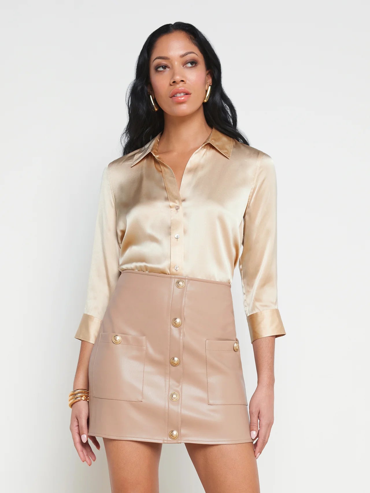 Super Sale Dani Silk Blouse in Toasted Almond