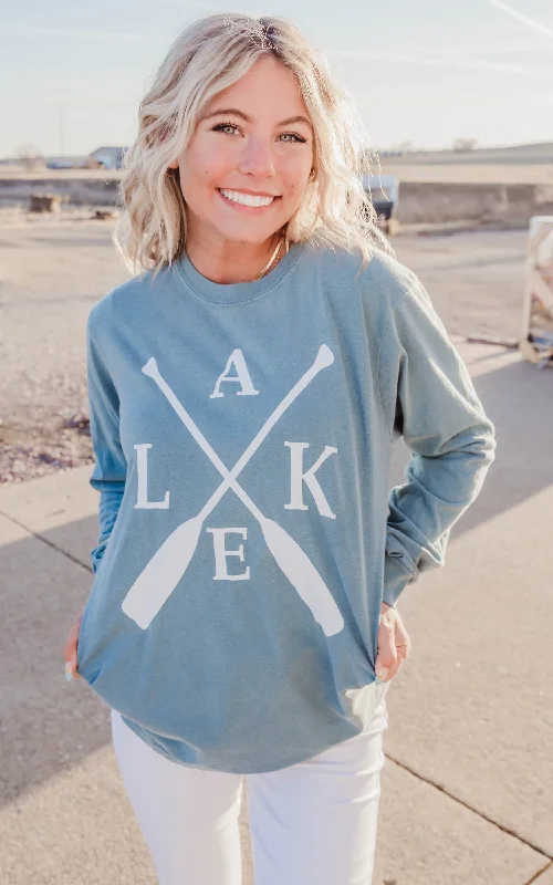 Weekend Special Shades of Blue Lake Paddle Long Sleeve Top**