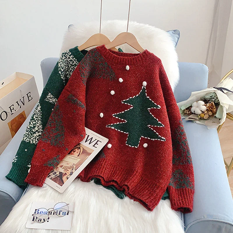 Online Exclusive Wear a lazy knitted jacket outside the Christmas style  4942