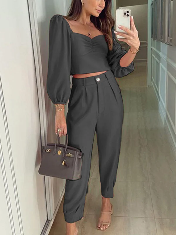 Weekend Deals That Sparkle Women's Chiffon Crop Blouse With Matching Trousers