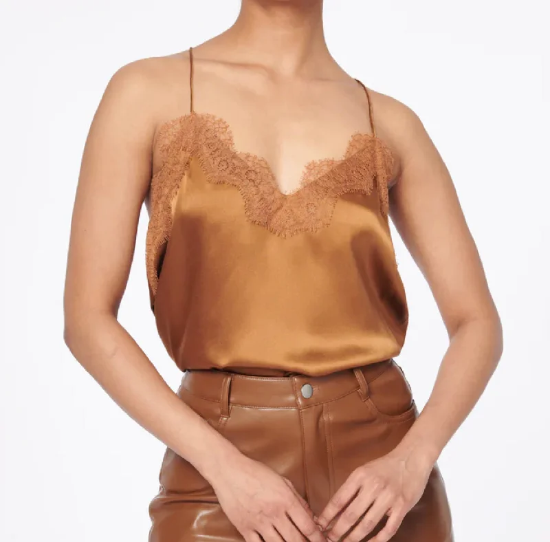 Weekend Savings Spectacle Racer Charmeuse Cami in Toffee