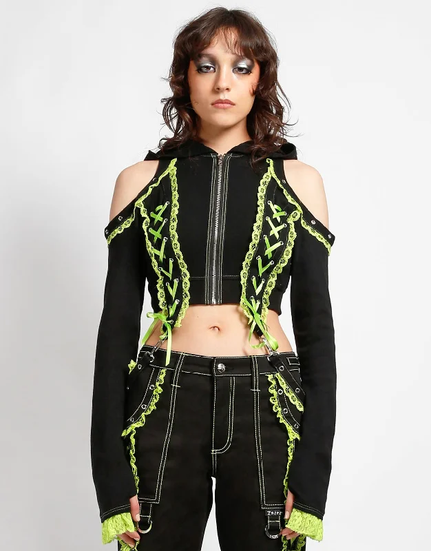 Unwind with Weekend Discounts LOLITA CROP HOODY LIME