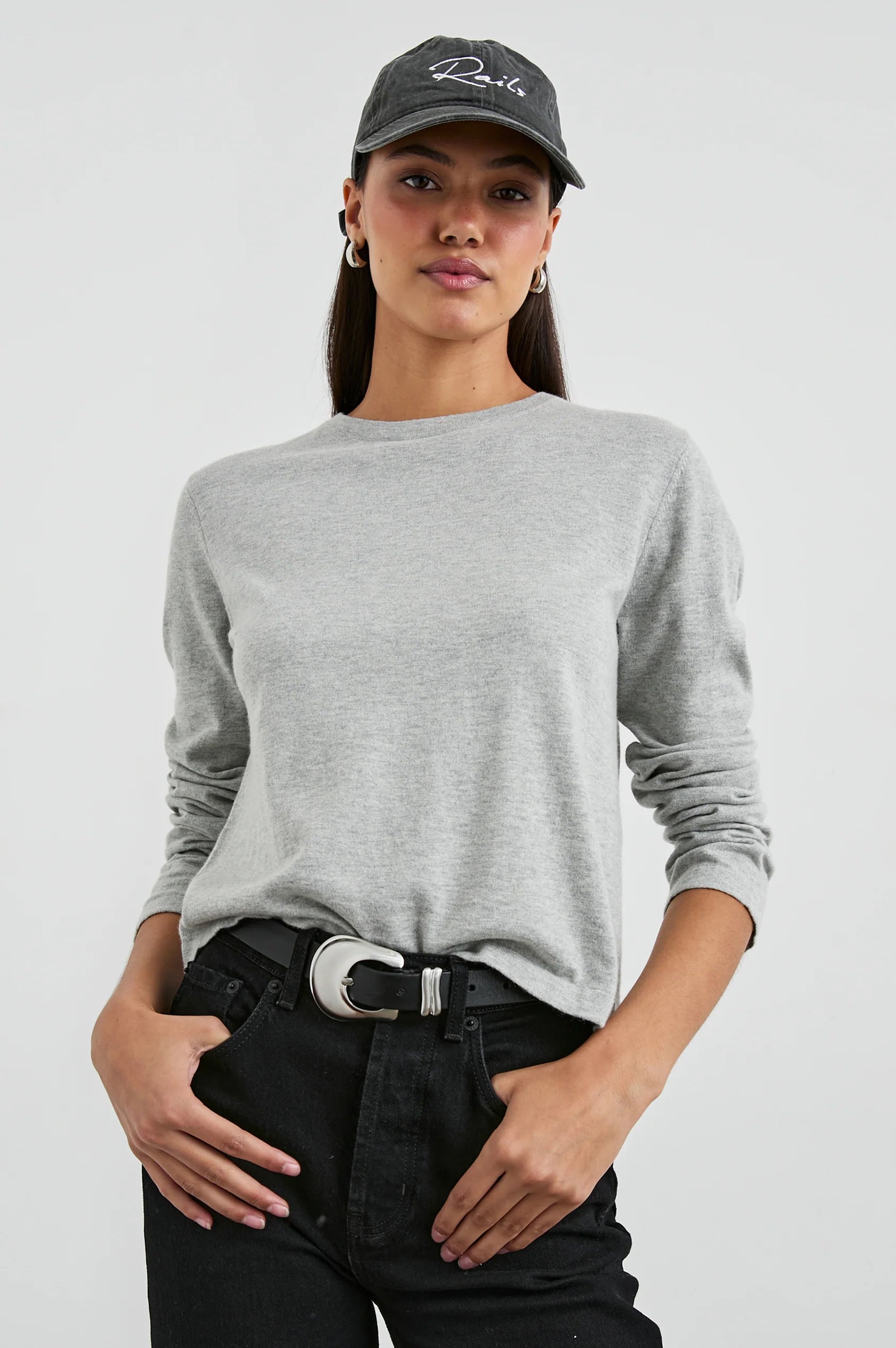Hot Buy Cotton Cashmere Long Sleeve Tee ~Heather Grey